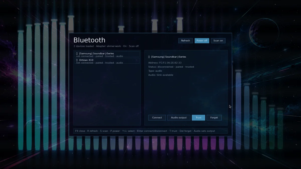F9 Bluetooth manager
