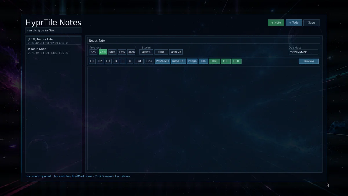 F6 Notes editor